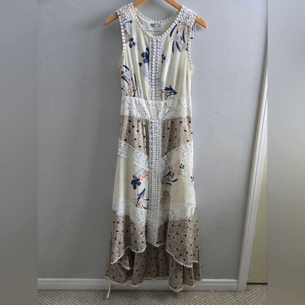 Bohemian Cream & Brown Floral Maxi Dress - Anthropologie leifnotes